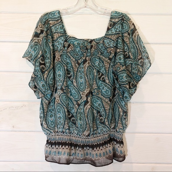 ⭐5 for $25 Mudd Sheer Boho Blouse - Picture 1 of 6